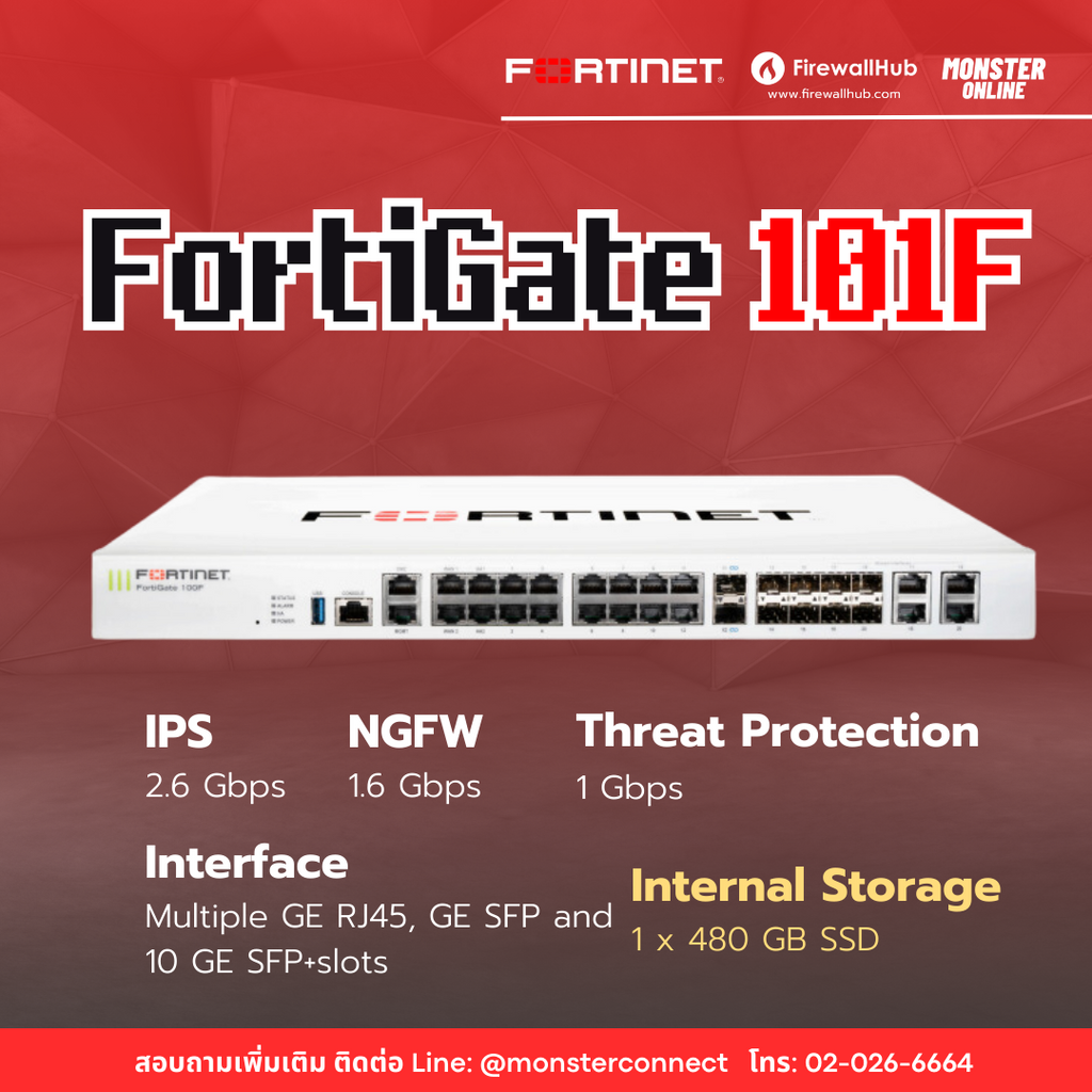 ไฟร์วอลล์ระดับกลาง FortiGate ราคา 100F, 200F, 400F, 600F, 900G ...