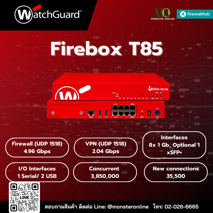 ราคา WatchGuard Firebox T85 | จำหน่ายสินค้าใหม่ รับต่อ MA พร้อมติดตั้ง ...