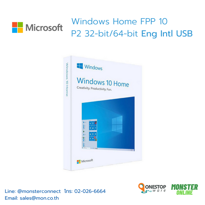 Windows 10 Home FPP P2 32-bit/64-bit Eng Intl USB